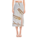 Lycoptera Fish Fossil Print Side Slit Midi Skirt