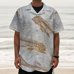 Lycoptera Fish Fossil Print Textured Short Sleeve Shirt