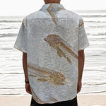 Lycoptera Fish Fossil Print Textured Short Sleeve Shirt
