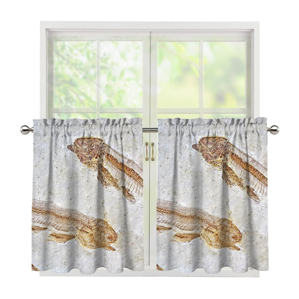 Lycoptera Fish Fossil Print Tier Curtains