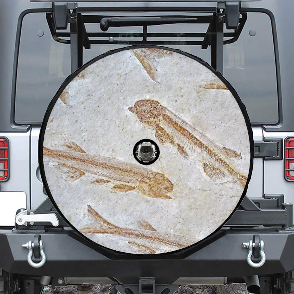 Lycoptera Fish Fossil Print Tire Cover With Camera Hole