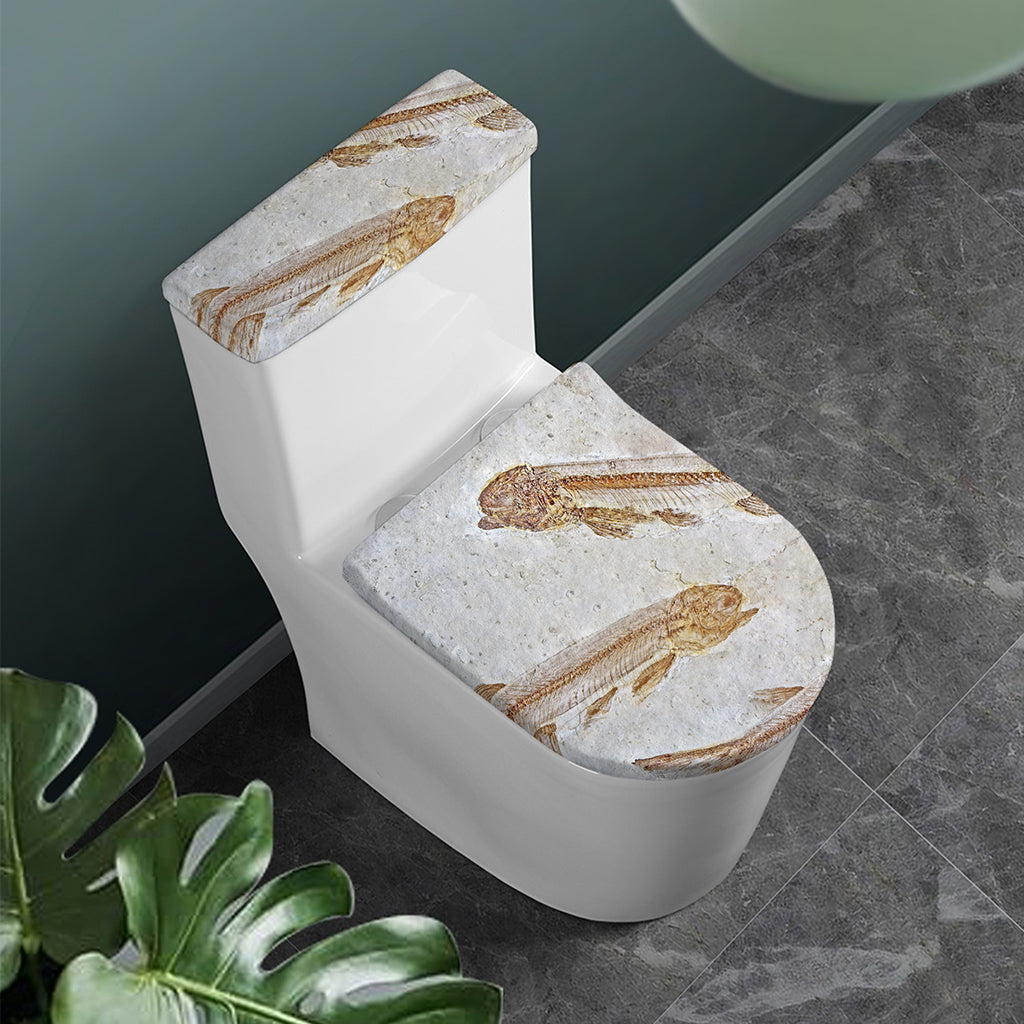 Lycoptera Fish Fossil Print Toilet Lid And Tank Cover Set