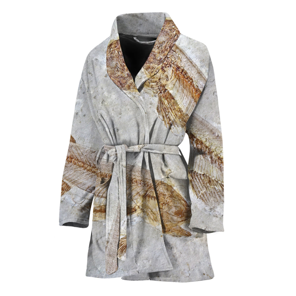 Lycoptera Fish Fossil Print Women's Bathrobe