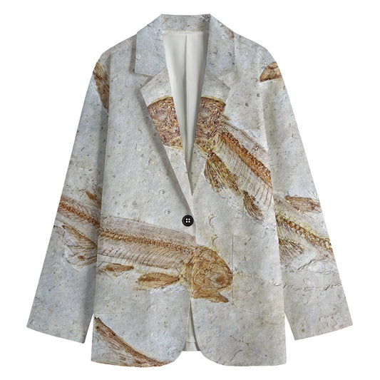 Lycoptera Fish Fossil Print Women's Blazer