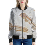 Lycoptera Fish Fossil Print Women's Bomber Jacket