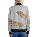 Lycoptera Fish Fossil Print Women's Bomber Jacket