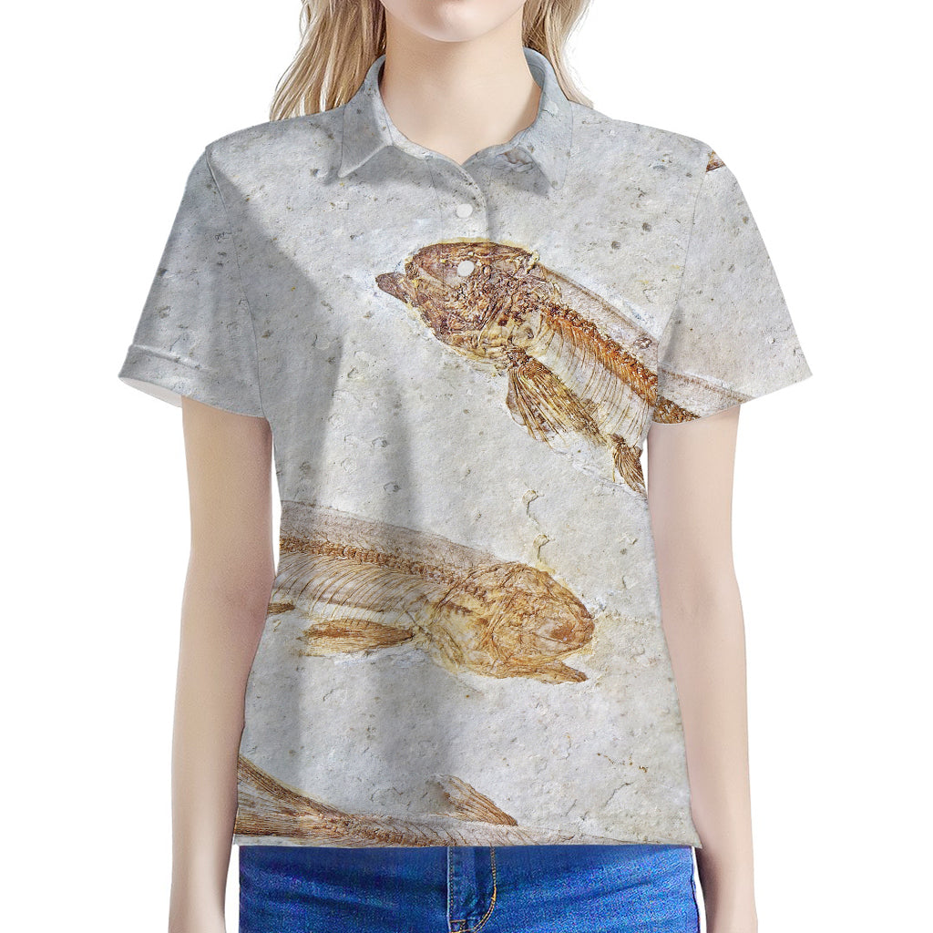 Lycoptera Fish Fossil Print Women's Polo Shirt