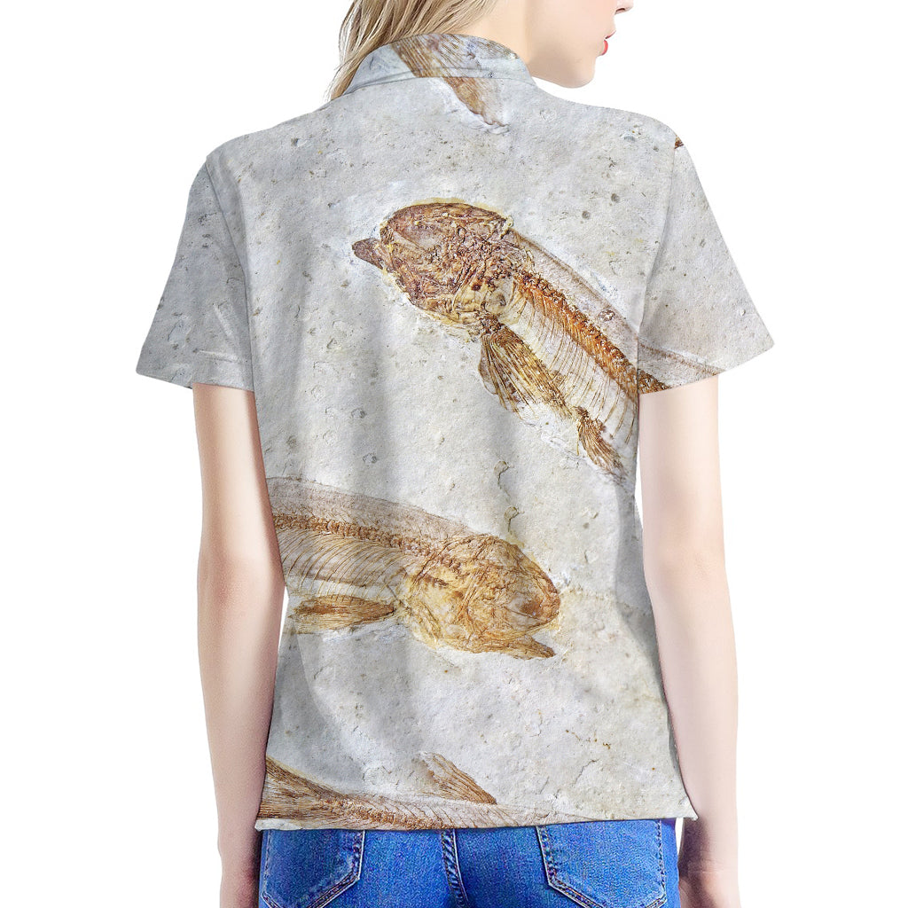 Lycoptera Fish Fossil Print Women's Polo Shirt