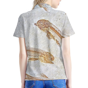 Lycoptera Fish Fossil Print Women's Polo Shirt