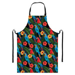 Macaw Parrot Pattern Print Bib Apron With Pocket