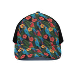 Macaw Parrot Pattern Print Black Mesh Trucker Cap