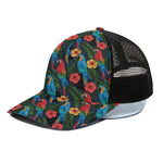 Macaw Parrot Pattern Print Black Mesh Trucker Cap