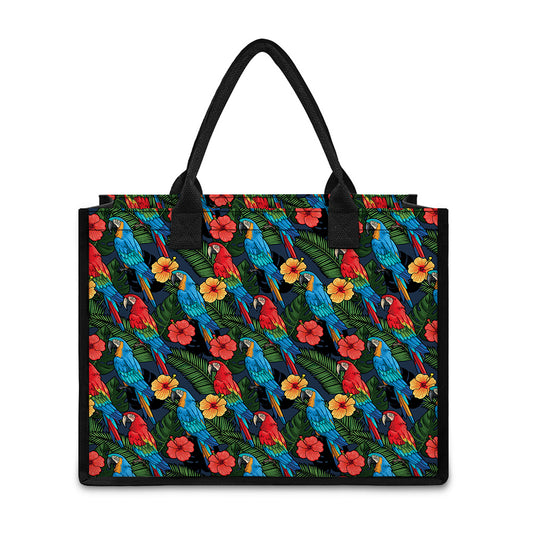 Macaw Parrot Pattern Print Canvas Tote Bag