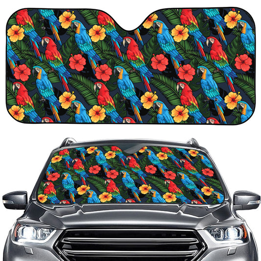 Macaw Parrot Pattern Print Car Windshield Sun Shade