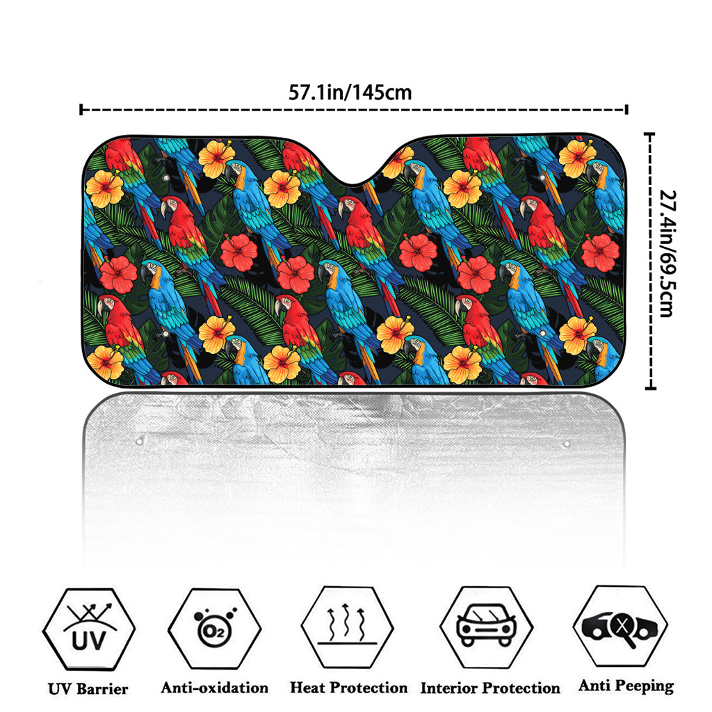 Macaw Parrot Pattern Print Car Windshield Sun Shade