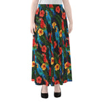 Macaw Parrot Pattern Print Chiffon Maxi Skirt