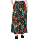 Macaw Parrot Pattern Print Chiffon Maxi Skirt