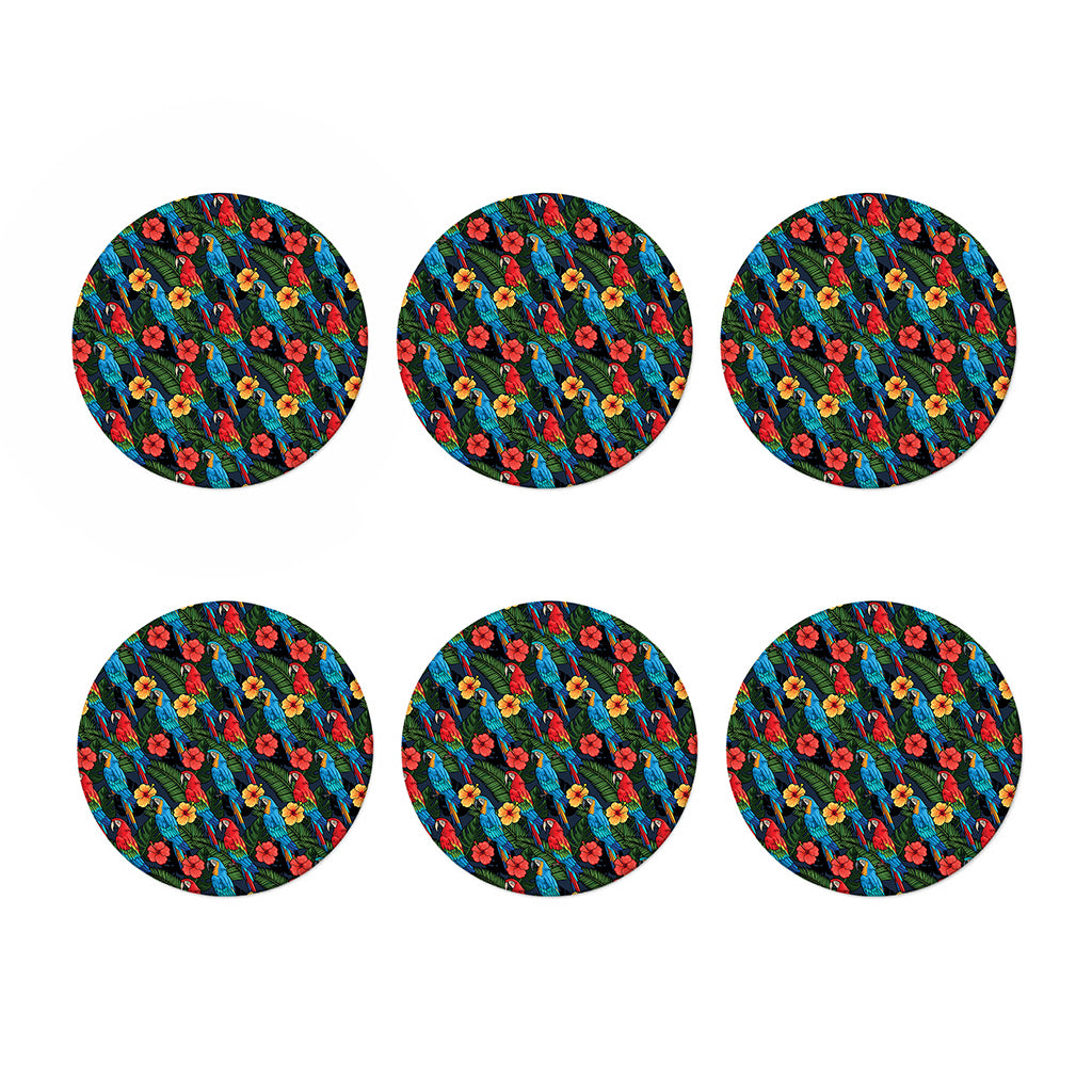 Macaw Parrot Pattern Print Coaster Set