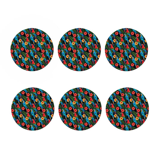 Macaw Parrot Pattern Print Coaster Set