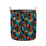 Macaw Parrot Pattern Print Collapsible Laundry Basket