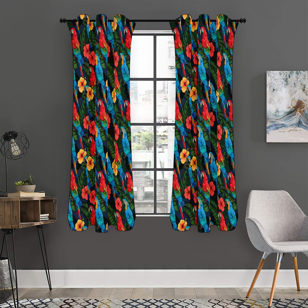 Macaw Parrot Pattern Print Curtain