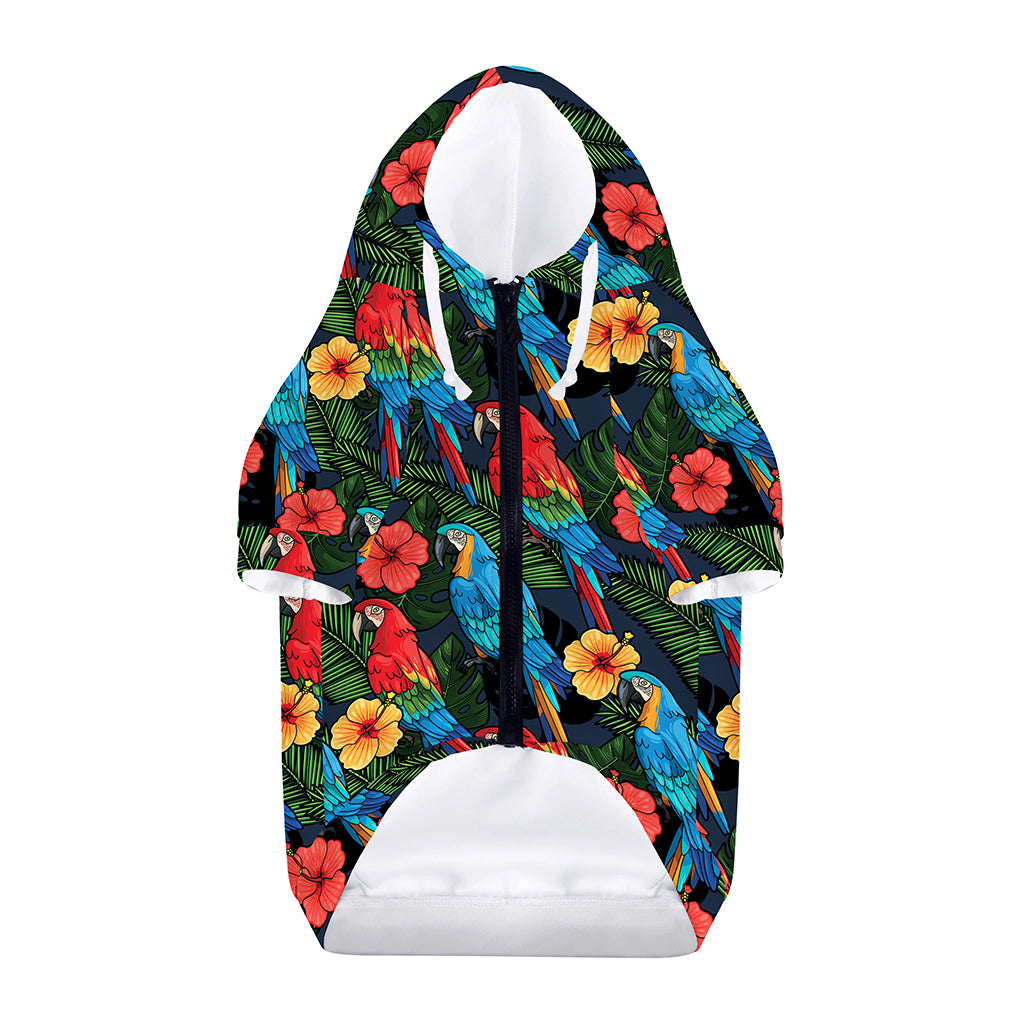 Macaw Parrot Pattern Print Dog Zip Up Hoodie