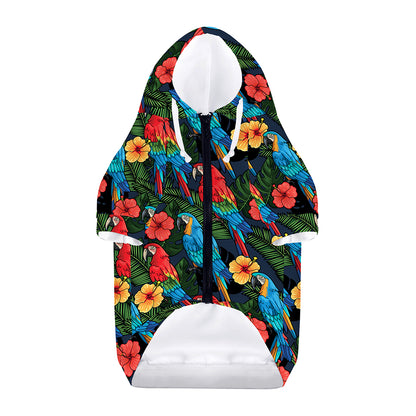 Macaw Parrot Pattern Print Dog Zip Up Hoodie