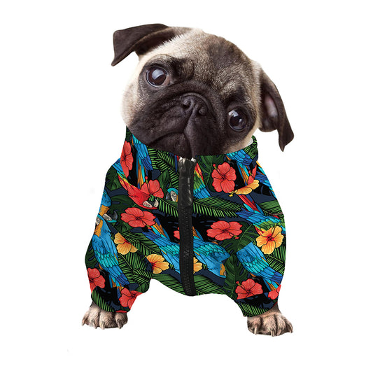 Macaw Parrot Pattern Print Dog Zip Up Jacket