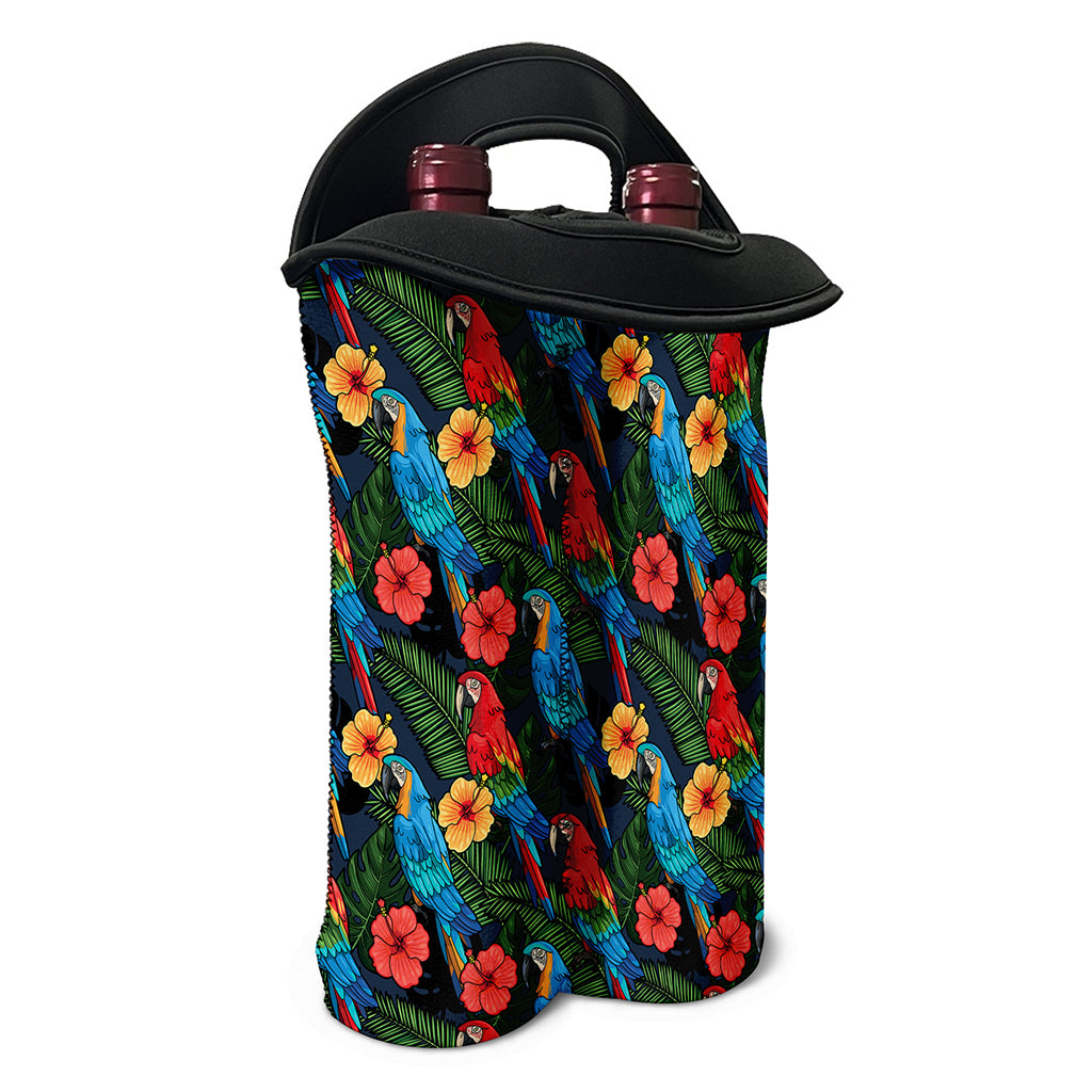 Macaw Parrot Pattern Print Double Neoprene Wine Tote