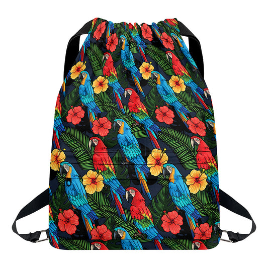 Macaw Parrot Pattern Print Drawstring Backpack