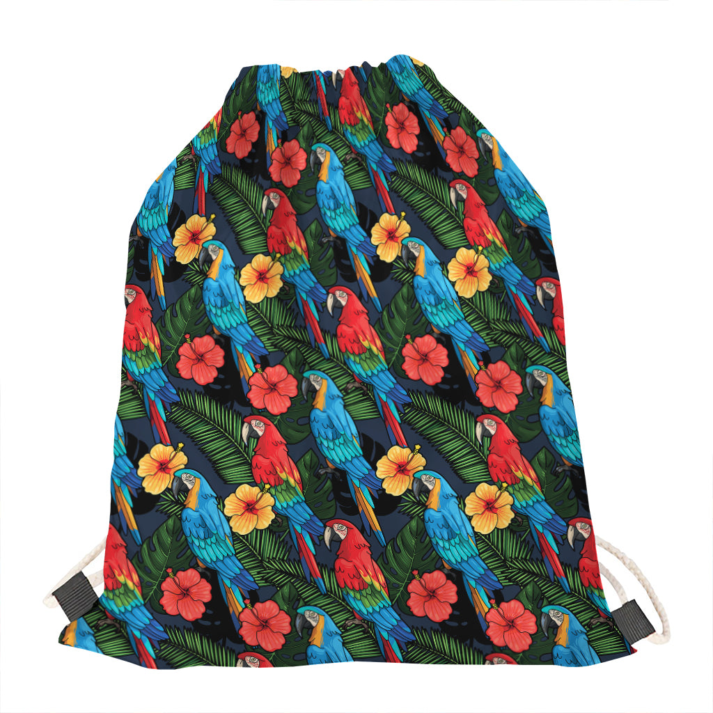 Macaw Parrot Pattern Print Drawstring Bag