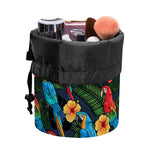 Macaw Parrot Pattern Print Drawstring Makeup Bag