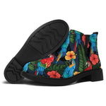 Macaw Parrot Pattern Print Flat Ankle Boots
