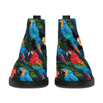 Macaw Parrot Pattern Print Flat Ankle Boots
