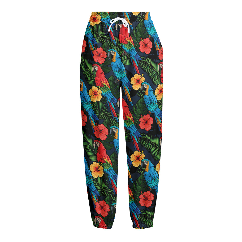 Macaw Parrot Pattern Print Fleece Lined Knit Pants