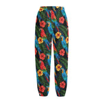 Macaw Parrot Pattern Print Fleece Lined Knit Pants