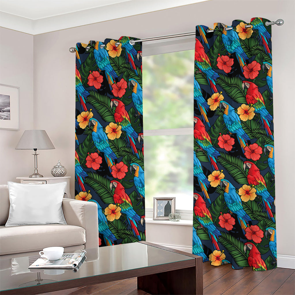 Macaw Parrot Pattern Print Grommet Curtains