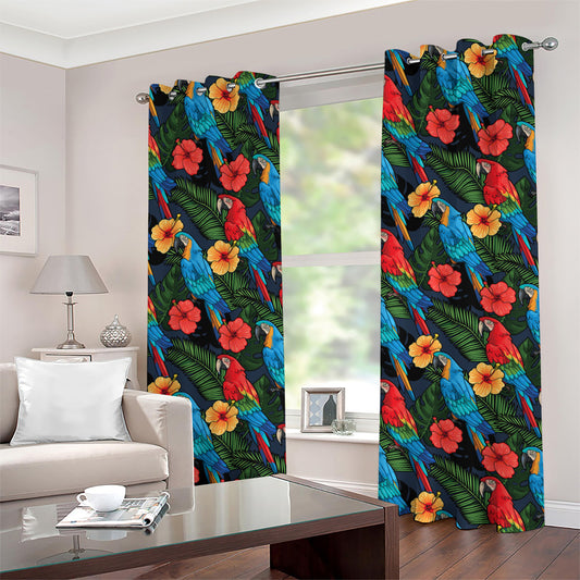 Macaw Parrot Pattern Print Grommet Curtains