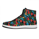 Macaw Parrot Pattern Print High Top Leather Sneakers
