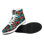 Macaw Parrot Pattern Print High Top Leather Sneakers