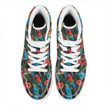 Macaw Parrot Pattern Print High Top Leather Sneakers