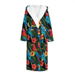 Macaw Parrot Pattern Print Hooded Bathrobe