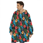 Macaw Parrot Pattern Print Hoodie Blanket