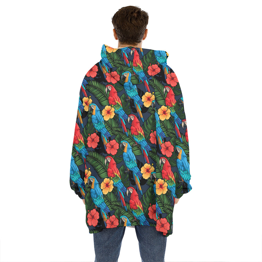 Macaw Parrot Pattern Print Hoodie Blanket
