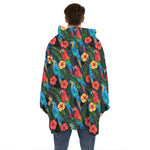 Macaw Parrot Pattern Print Hoodie Blanket