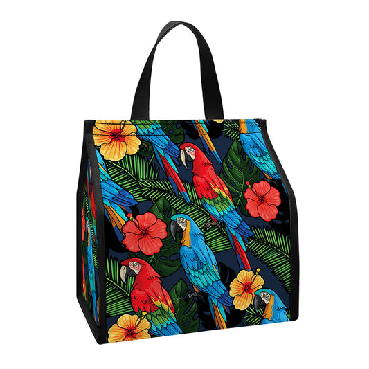 Macaw Parrot Pattern Print Insulated Lunch Tote