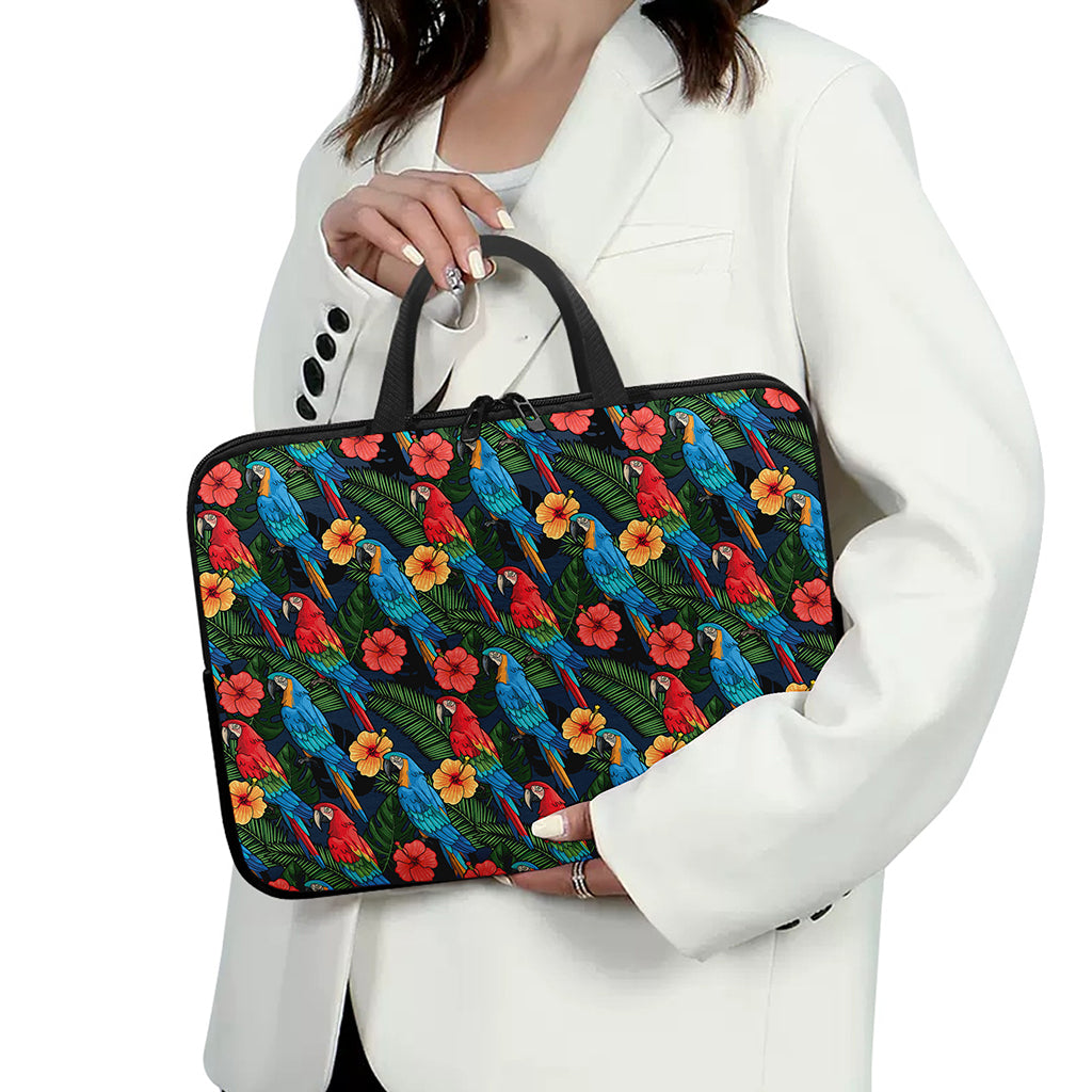 Macaw Parrot Pattern Print Laptop Sleeve With Handle