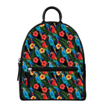 Macaw Parrot Pattern Print Leather Backpack