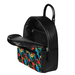 Macaw Parrot Pattern Print Leather Backpack