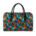 Macaw Parrot Pattern Print Leather Duffle Bag